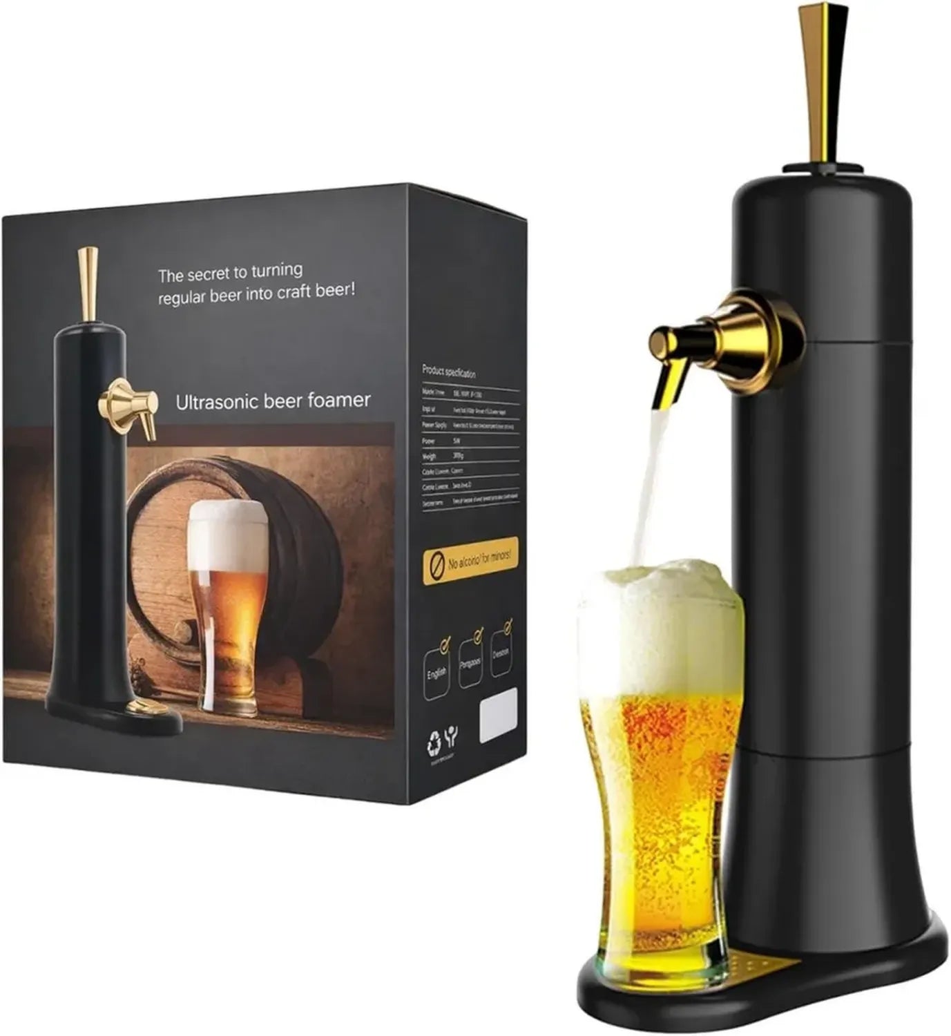 Machine à bière professionnelle avec mousse vibrante, compatible canettes et bouteilles 500 ml