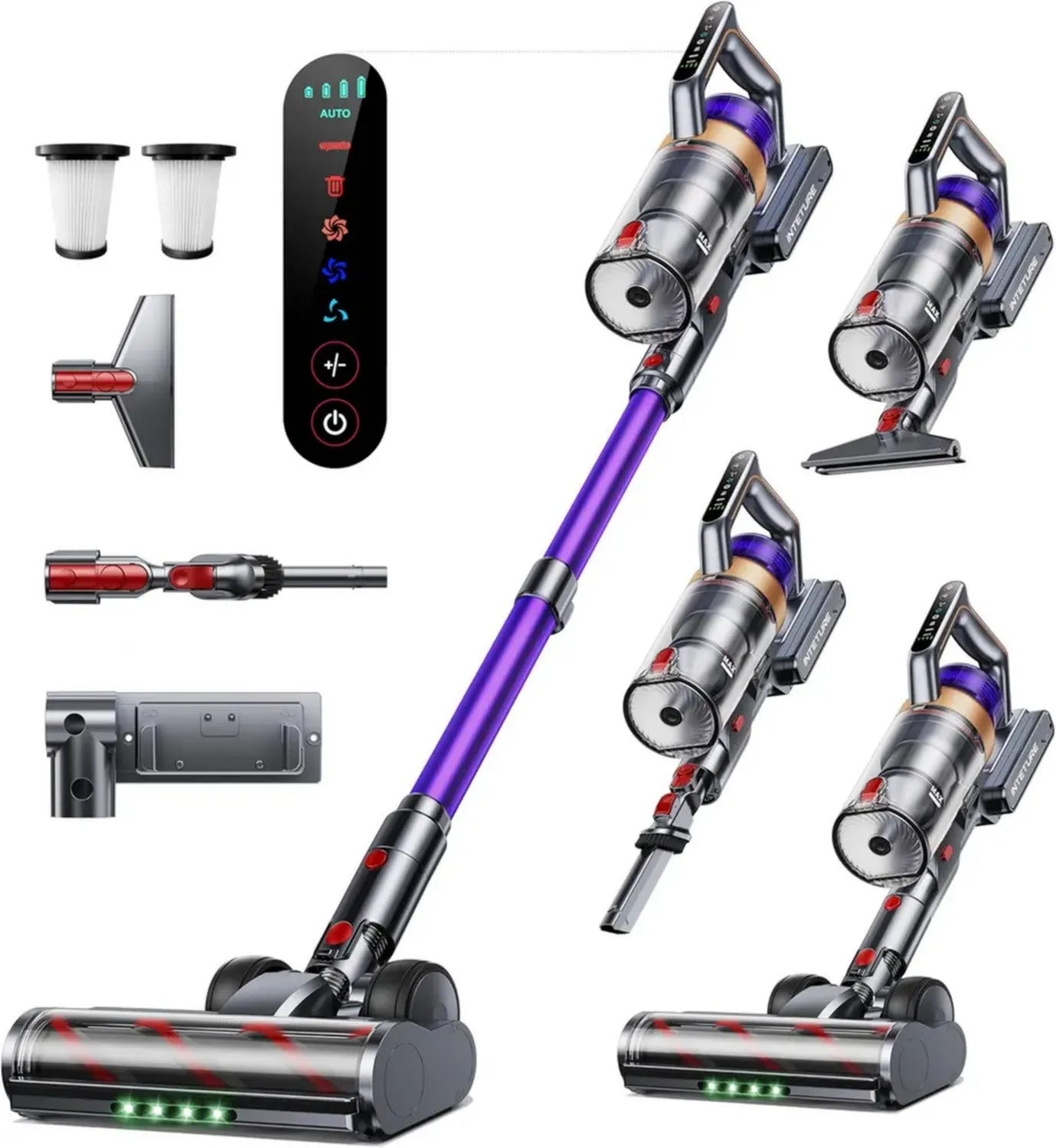 Aspirateur Balai Sans Fil 600W, Puissance 50 kPa, Autonomie 65 min, Anti-Enchevêtrement avec Écran Tactile, Fixation Murale, Idéal pour Poils d'Animaux
