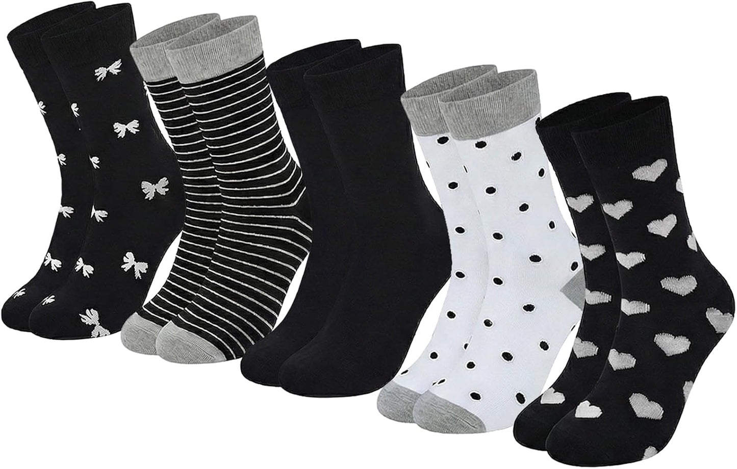 Chaussettes fantaisie — pour femme, hauteur mi-mollet, à motifs, en coton