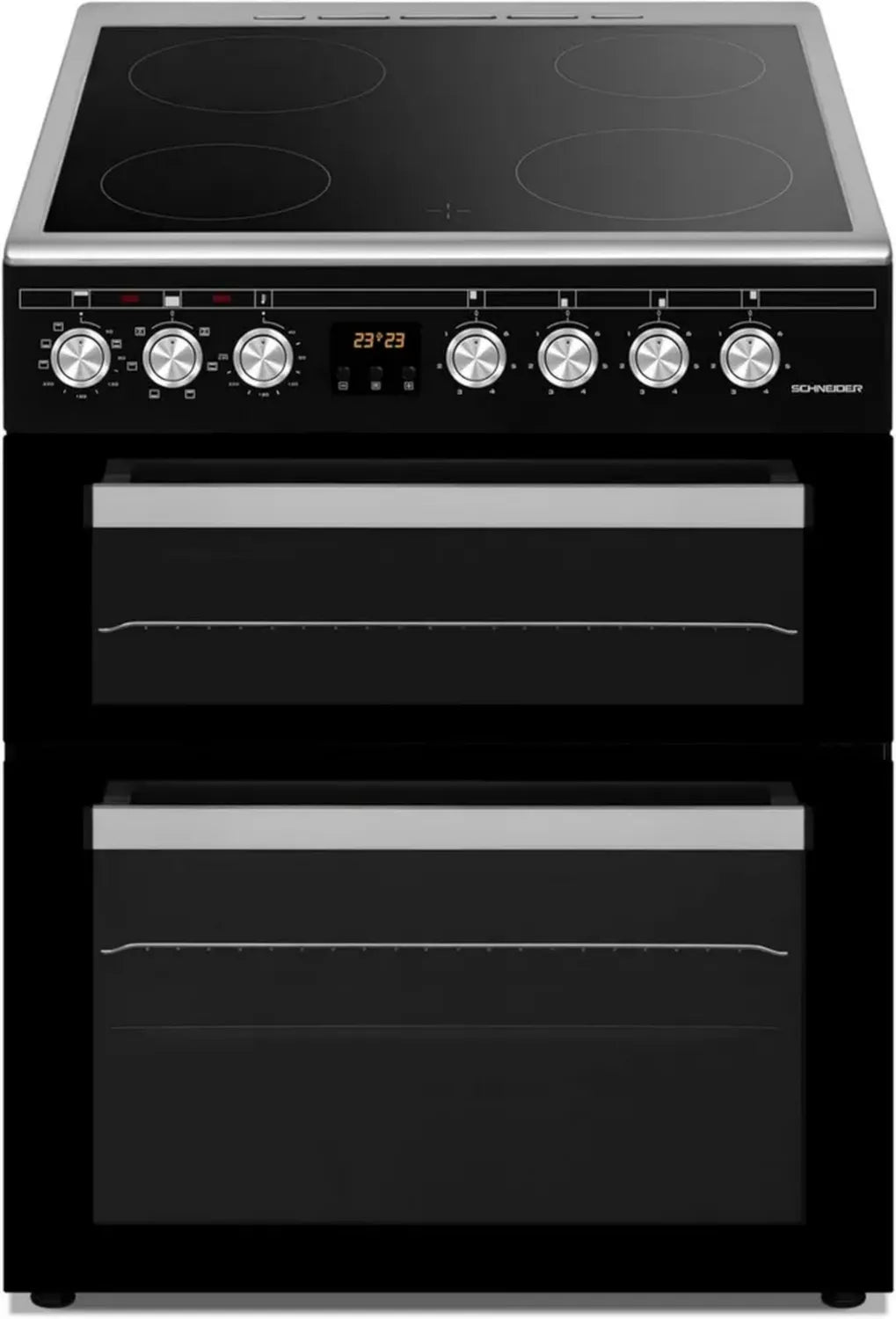 Schneider Cuisinière Double Four 4 Feux Vitrocéramique Noir Mat SCCV64DO-BM